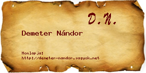Demeter Nándor névjegykártya
